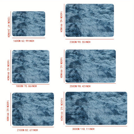 1pc Cozy Gradient Ombre Blue Shaggy Area Rug, Soft Thick Plush Faux Fur Carpet,