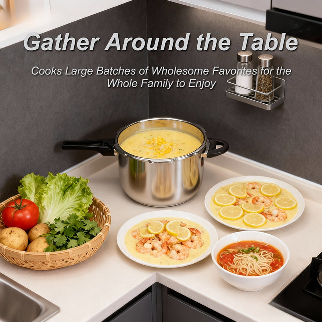 HCX 32cm Pressure Cooker with Thickened Composite Base, Heat-Resistant Handle & Safety Valve