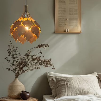 Rustic Farmhouse Wooden Chandelier Lampshade - Easy Assembly, Perfect for Bedroom, Living Room & Kitchen Decor