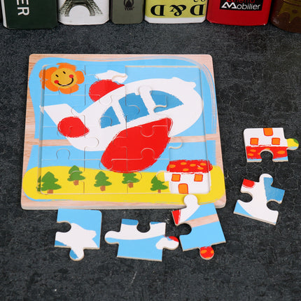 Large Wooden 9-piece Flat Puzzle Toy For Children