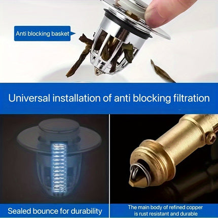 Bathroom Sink Stopper, Anti-odor Wash Basin Refined Copper Core