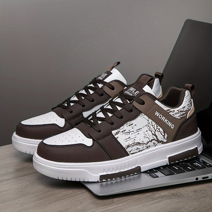 1pair Men'S Fashion Skateboard Sneakers, Casual Street Style Athletic Shoes with Branch Print