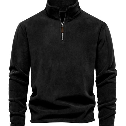 Fashion Personality Stand-collar Zippered Sweatshirt With Fleece Winter Casual Pullover Top Men's Clothing