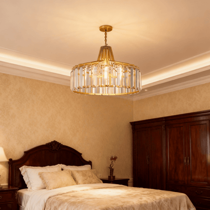 Modern Large Crystal & Metal Chandelier - Large Statement Light Fixture with Crystal and Metal Frame,