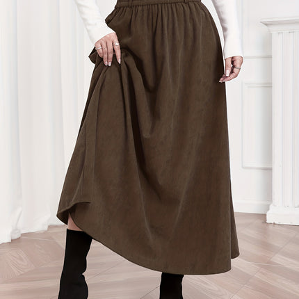 Women's A-Line Maxi Skirt with Umbrella Hem & Pleated Fullness - High-Waisted Long Skirts Suitable