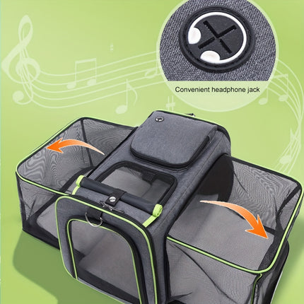 Dog Cat Pet Carrier Bag Foldable Travel Dog Carrier Airline Approved, Two Side Expandable Pet Carrier Backpack Pet Travel Carrier For Cats Dogs Puppy