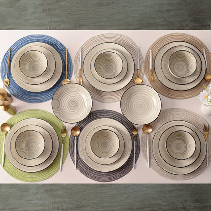 24pcs Dinnerware Collection, Including Plates And Bowls, Designed for Six People, Featuring Scratch-Resistant Dishes