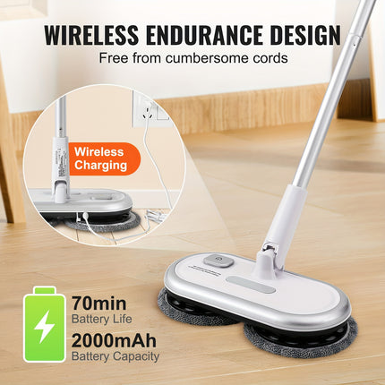 Electric Mop Up To 70 Mins Powerful Battery, Electric Spin Mop With Dual Spinning Mop Heads,