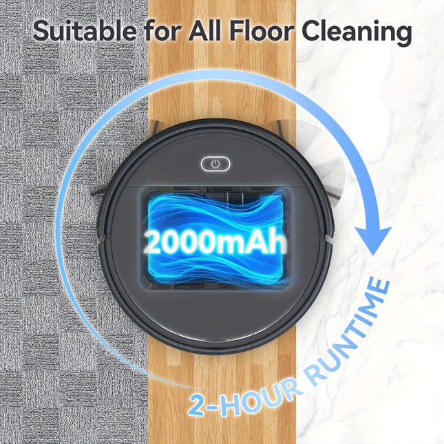 Robot Vacuum with 100min Runtime, 3L Large Pet Hair Bin & All-in-One Care System