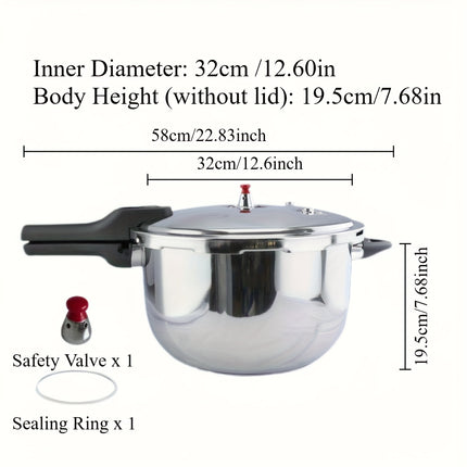 HCX 32cm Pressure Cooker with Thickened Composite Base, Heat-Resistant Handle & Safety Valve
