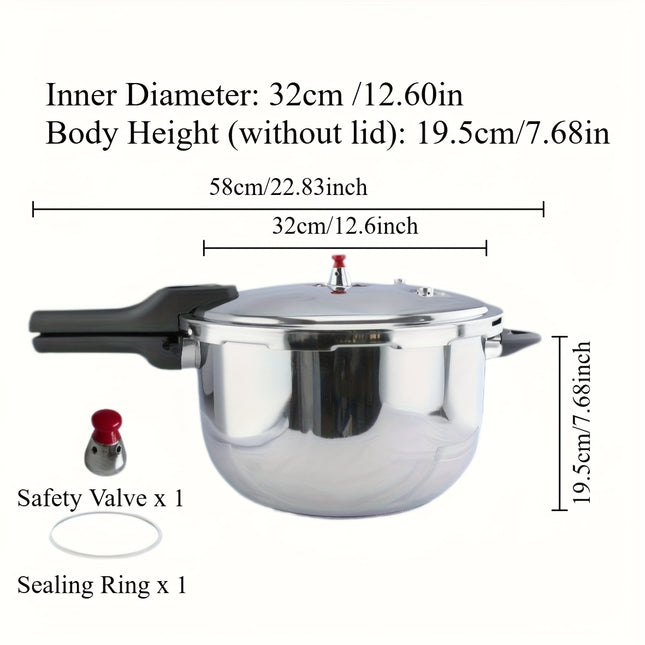 HCX 32cm Pressure Cooker with Thickened Composite Base, Heat-Resistant Handle & Safety Valve