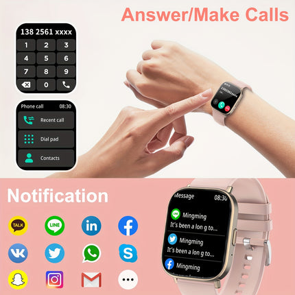 Waterproof Smart Watch With A 2.01-inch Full Touch Screen Display, Message Notifications, Calls,