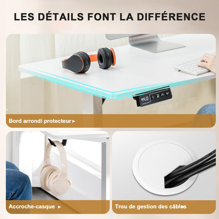 Electric Sit-Stand Desk 160 x 70, Height-Adjustable Table with 2 Memory Settings for Office and Bedroom