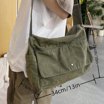 Stylish Retro Y2K Crossbody Bag Available in 4 Colors, Made of Durable Canvas with a Large Capacity