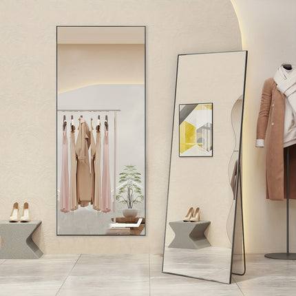 Full Length Mirror, 64"x21" Full Body Floor Rectangle Standing Mirrors with Aluminum