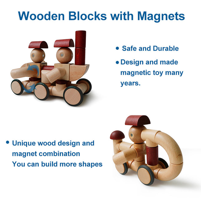 Wooden Magnetic Building Blocks Large Children's Baby Educational Creative Toys
