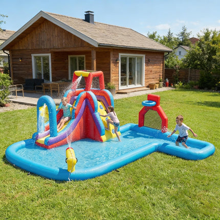 Inflatable Water Bouncy Castle,Inflatable Water Slide 6 in 1 Water Park