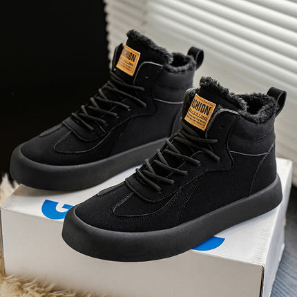 Men's Winter Warm Mid-Top Sneakers Slip-Resistant Traction Tread
