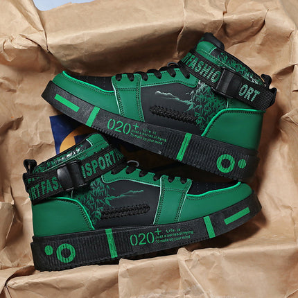 1 Pair of Men's Casual Sneakers, All-season High-top Skate Shoes for Students, YouthHoliday Gifts