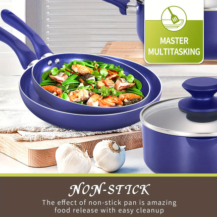 10-Piece Pots And Pans Set Nonstick, Aluminum Nonstick Ceramic Cookware Set With Lids