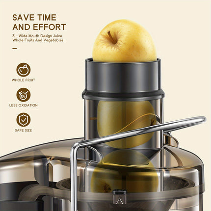Juicer Extractor | 3 Wide Mouth Feed Chute for Fruits and Vegetables, Easy to Clean, Stainless Steel