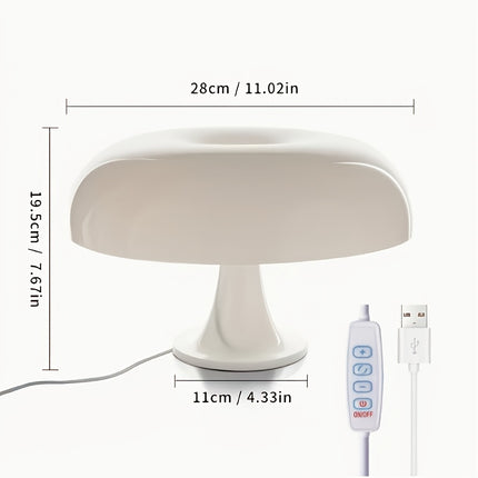 Three color temperature mushroom table lamp, retro design, with button switch control
