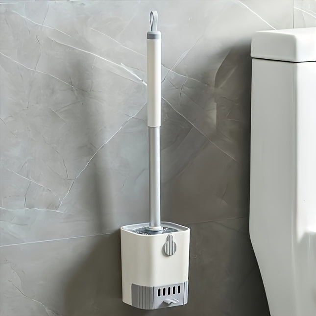 Wall-Mounted Toilet Brush Set with Long Handle - Flexible, No-Dead-Corner Design
