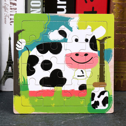 Animal Cartoon 16-piece Wooden Puzzle