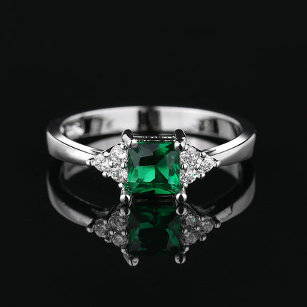 Rare Zircon Womens Elegant Diamond Ringcolorfast Square Emerald Ring