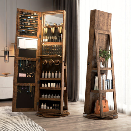 Jewelry Armoire - Sturdy and Stable Free-Standing Design with Soft and Energy-Efficient LED Lighting