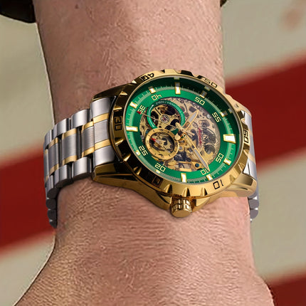 Men'S Automatic Watch with Flying Tourbillon Rotating Skeleton Mechanism