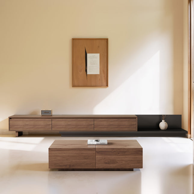 TV Cabinet Extendable With 3 Drawers - TV Stand Adjustable From 78.7" To 130" - Entertainment Center