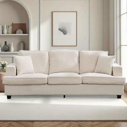 Modern & Mid-Century Chenille Sofa with Deep Seat, Foam-Padded Armrests & Side Pockets