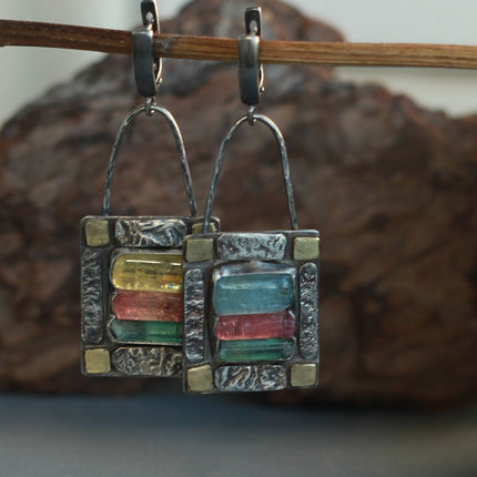 European And American Retro Tribe Crystal Stone Earrings