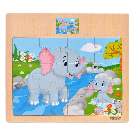 Wooden 12-piece Puzzle Puzzle Infant Children Early Childhood Educational Toys Animal Transportation Wooden Puzzle Toy