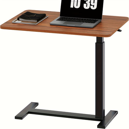 Adjustable Height Bed Tray Table & Tilting Laptop Desk - Heavy-Duty Metal Portable Bedside Workstation