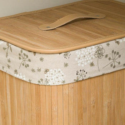 Folding Bamboo Storage Basket Large Storage Laundry Bin Box with Lid and Removable Lace