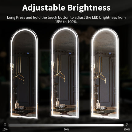 63"x20"Mirror with Lights, LED Mirror Full Length, Lighted Floor Mirror with Stand, Full Body