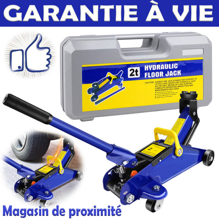 Hydraulic Rolling Heavy-Duty Jack - 2 Tons - Low Profile - for Car, Utility & Garage - Tire Repair/Repair