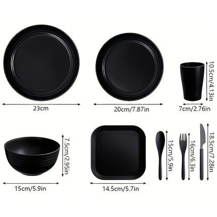 32/64pcs Lightweight PP Plastic Kitchen Set - Sturdy Tableware Suitable for Microwaves And Dishwashers