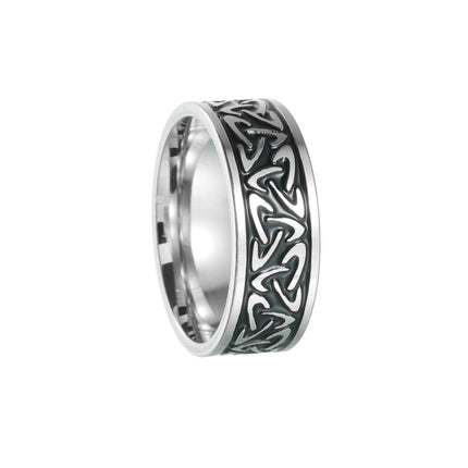 Retro Nordic Viking Evil Eye Great Wall Pattern Titanium Steel Ring