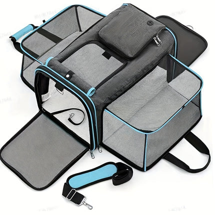 Dog Cat Pet Carrier Bag Foldable Travel Dog Carrier Airline Approved, Two Side Expandable Pet Carrier Backpack Pet Travel Carrier For Cats Dogs Puppy
