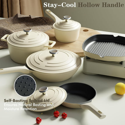 9 Pieces Cookware Sets, Non Stick Kitchen Induction Cooking Set with PFOS & PFOA Free