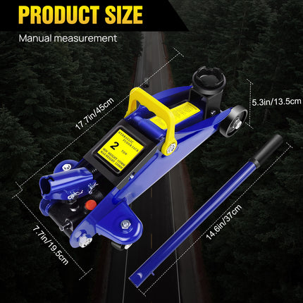 Hydraulic Rolling Heavy-Duty Jack - 2 Tons - Low Profile - for Car, Utility & Garage - Tire Repair/Repair