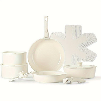 Cookware Set with Detachable Handle, Aluminum Alloy Kitchen Pots and Pans Set for Induction,