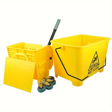 Mop Bucket with Wringer and Wheels, Removable Water-Separation Panel, No Electricity Needed
