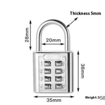 Button Combination Lock Alloy Padlock
