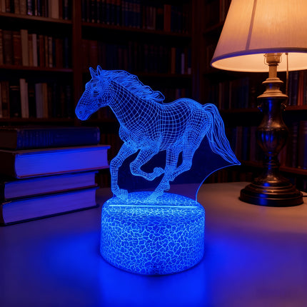 Elegant 3D Horse Lamp with USB Port - Realistic Running Horse Design, Acrylic & ABS Material
