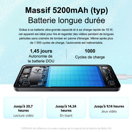 Xiaomi Redmi A5 3GB+64GB, Smartphone 6.88" Large Screen Display, 32MP Main Camera, 5200mAh Battery,