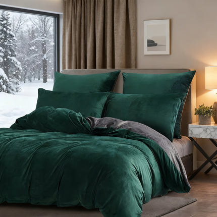 Dxhome Winter Black Solid Color Flannel Bedding Set, 135x200cm Duvet Cover & 80x80cm Pillowcase